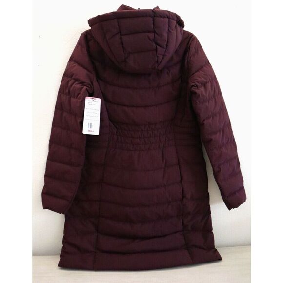 DKNY DL1MPH56 Women Sz S Deep Plum Quilted Water Resistant Hooded Down Coat - Picture 2 of 12